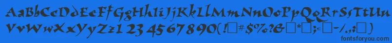 フォントNomadscriptsskRegular – 黒い文字の青い背景