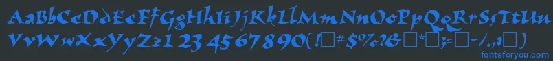 フォントNomadscriptsskRegular – 黒い背景に青い文字
