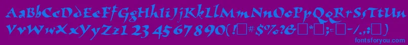 フォントNomadscriptsskRegular – 紫色の背景に青い文字