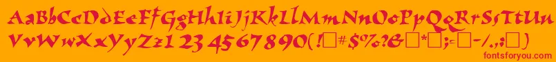 NomadscriptsskRegular-Schriftart – Rote Schriften auf orangefarbenem Hintergrund
