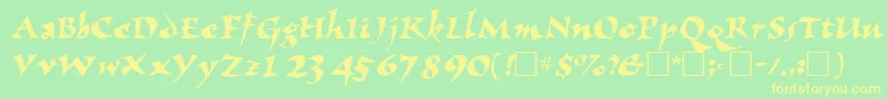 NomadscriptsskRegular-fontti – keltaiset fontit vihreällä taustalla