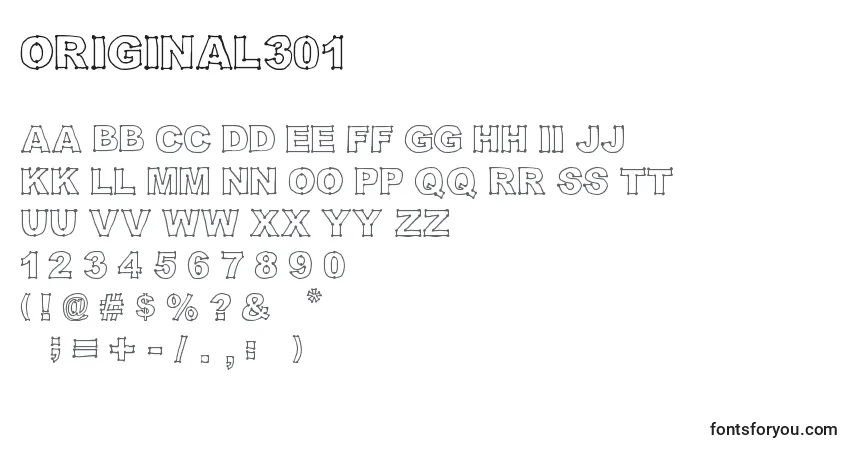 A fonte Original301 – alfabeto, números, caracteres especiais