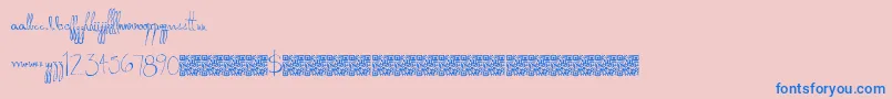 Fonte Donkeypunch – fontes azuis em um fundo rosa
