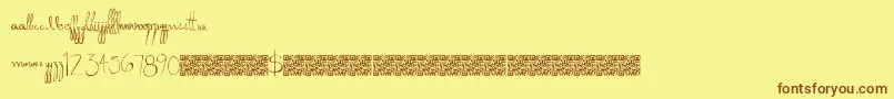 フォントDonkeypunch – 茶色の文字が黄色の背景にあります。