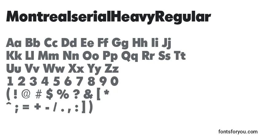 A fonte MontrealserialHeavyRegular – alfabeto, números, caracteres especiais