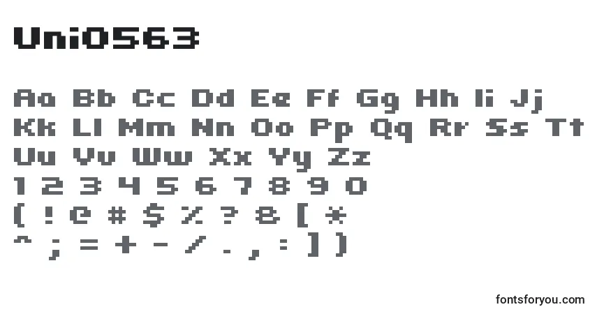 Czcionka Uni0563 – alfabet, cyfry, specjalne znaki