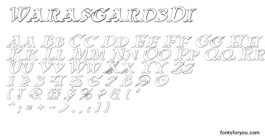 A fonte Warasgard3Di – alfabeto, números, caracteres especiais