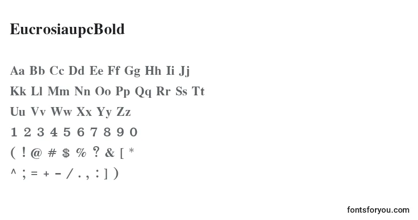 Czcionka EucrosiaupcBold – alfabet, cyfry, specjalne znaki