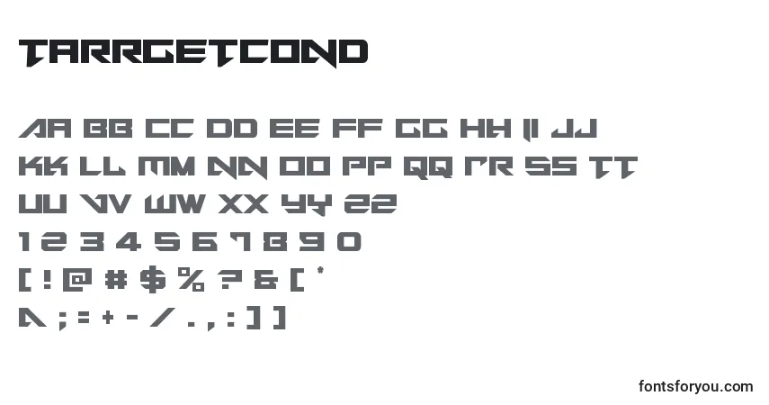Schriftart Tarrgetcond – Alphabet, Zahlen, spezielle Symbole