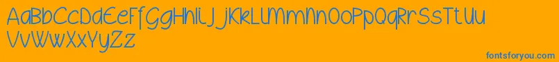 Wyllamdemo-Schriftart – Blaue Schriften auf orangefarbenem Hintergrund