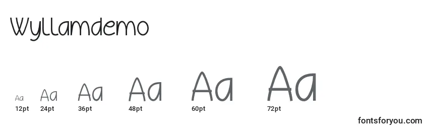 Размеры шрифта Wyllamdemo