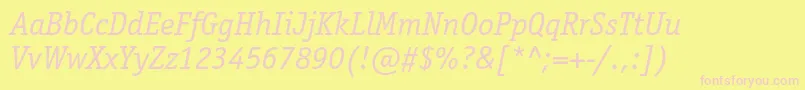 OfficinaserifstdBookitalic Font – Pink Fonts on Yellow Background