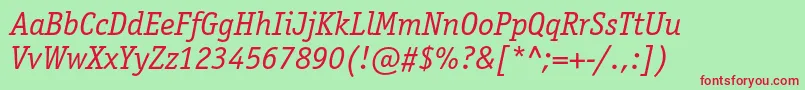 OfficinaserifstdBookitalic Font – Red Fonts on Green Background