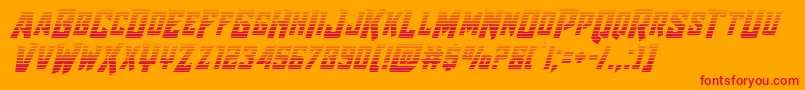 Raidercrusadergrad-Schriftart – Rote Schriften auf orangefarbenem Hintergrund