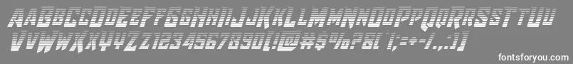 Raidercrusadergrad-Schriftart – Weiße Schriften auf grauem Hintergrund