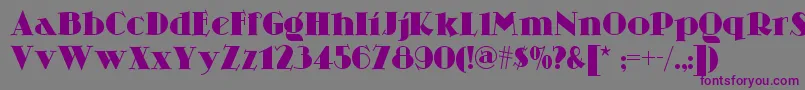 フォントSkittlesnbeernf – 紫色のフォント、灰色の背景