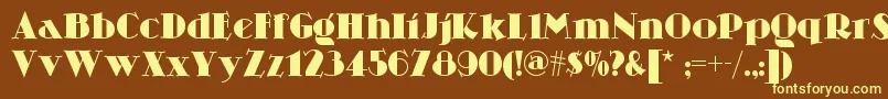 Skittlesnbeernf-fontti – keltaiset fontit ruskealla taustalla
