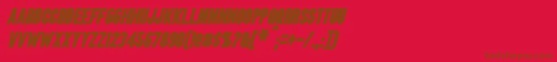 BlitzwingBoldItalic-fontti – ruskeat fontit punaisella taustalla