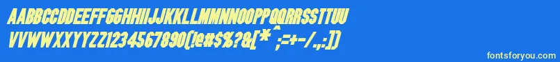 BlitzwingBoldItalic Font – Yellow Fonts on Blue Background