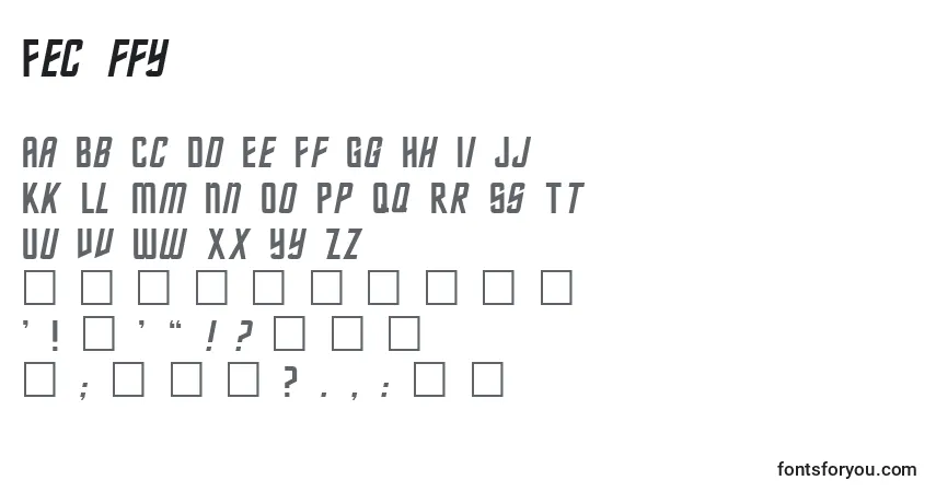 Czcionka Fec ffy – alfabet, cyfry, specjalne znaki