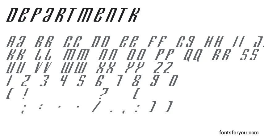 Schriftart DepartmentK – Alphabet, Zahlen, spezielle Symbole