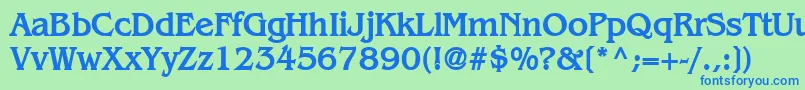 フォントBangleBold – 青い文字は緑の背景です。