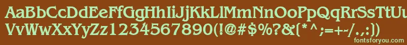 フォントBangleBold – 緑色の文字が茶色の背景にあります。