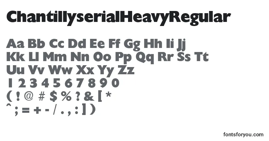 Czcionka ChantillyserialHeavyRegular – alfabet, cyfry, specjalne znaki