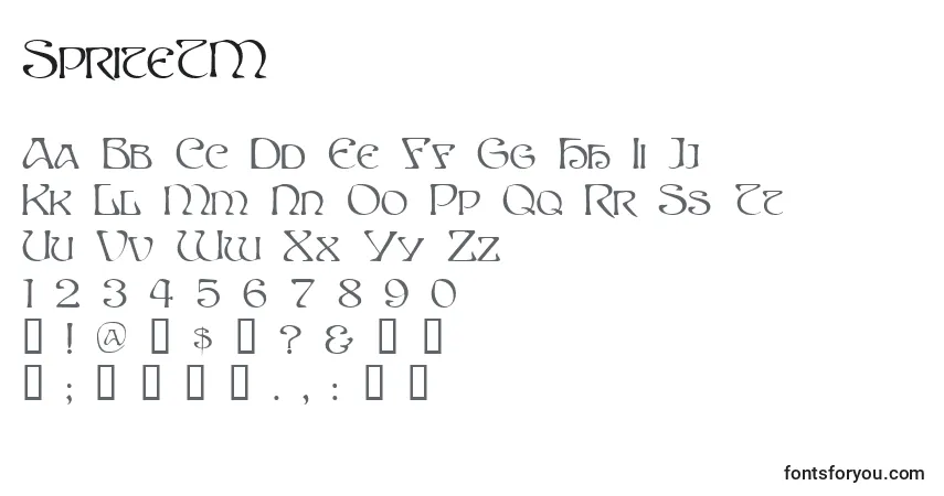 A fonte SpriteTM – alfabeto, números, caracteres especiais