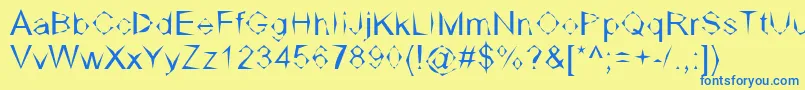 Dpcarvedout Font – Blue Fonts on Yellow Background