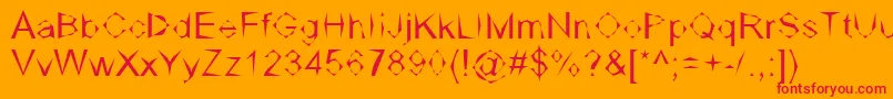 Dpcarvedout Font – Red Fonts on Orange Background