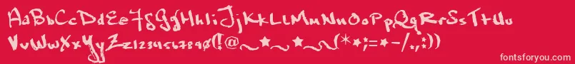 Marcusia Font – Pink Fonts on Red Background