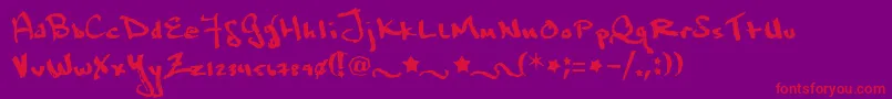 Marcusia-fontti – punaiset fontit violetilla taustalla
