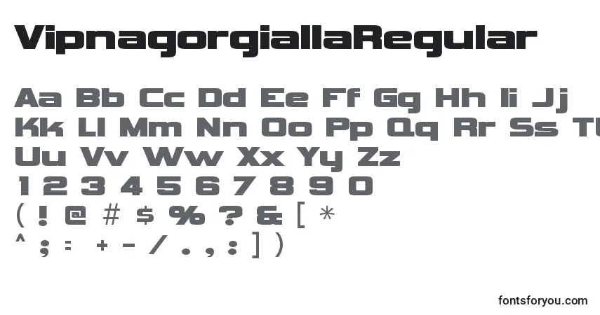 Fuente VipnagorgiallaRegular - alfabeto, números, caracteres especiales
