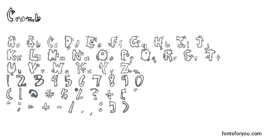 Czcionka Crazb – alfabet, cyfry, specjalne znaki