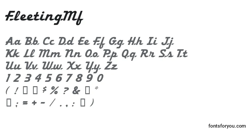 A fonte FleetingMf – alfabeto, números, caracteres especiais