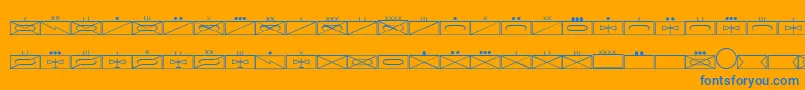 Шрифт EsriMilsym01 – синие шрифты на оранжевом фоне