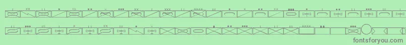 フォントEsriMilsym01 – 緑の背景に灰色の文字