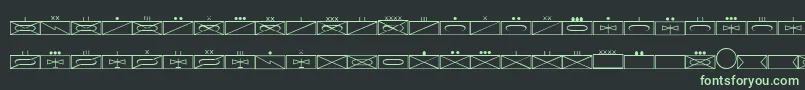 フォントEsriMilsym01 – 黒い背景に緑の文字