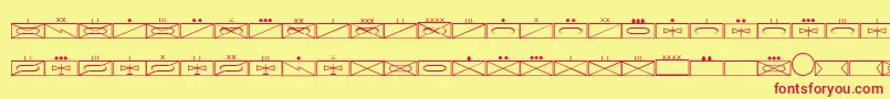 EsriMilsym01-fontti – punaiset fontit keltaisella taustalla