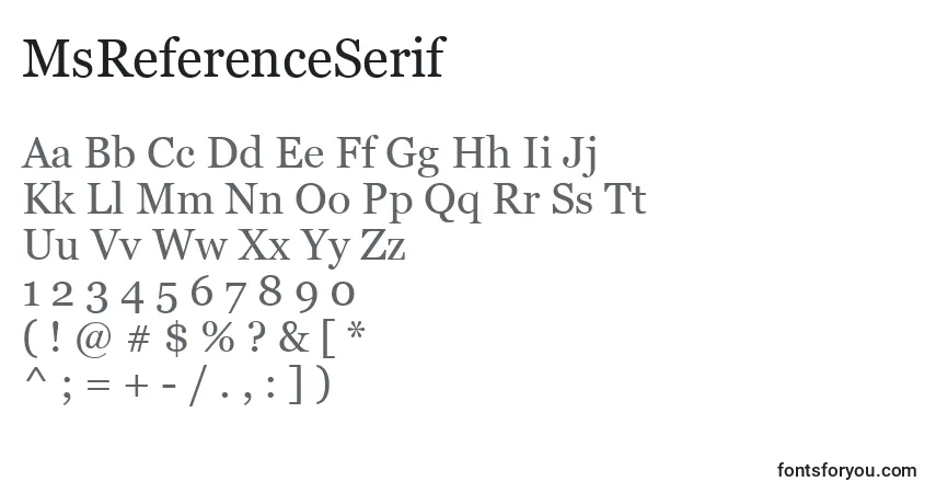 A fonte MsReferenceSerif – alfabeto, números, caracteres especiais
