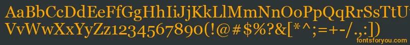 MsReferenceSerif-Schriftart – Orangefarbene Schriften auf schwarzem Hintergrund