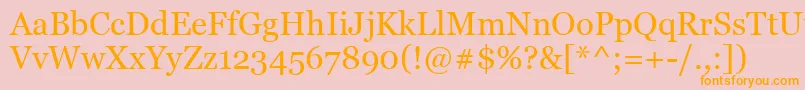 Fonte MsReferenceSerif – fontes laranjas em um fundo rosa