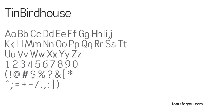 Czcionka TinBirdhouse – alfabet, cyfry, specjalne znaki