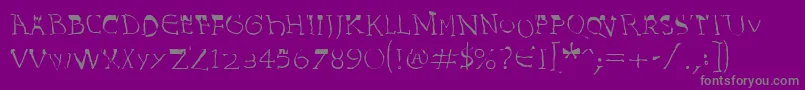 InvasionLtHarold-fontti – harmaat kirjasimet violetilla taustalla