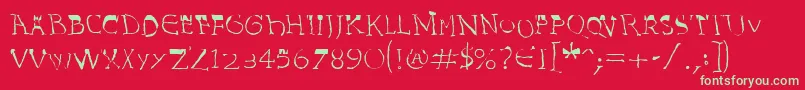 フォントInvasionLtHarold – 赤い背景に緑の文字