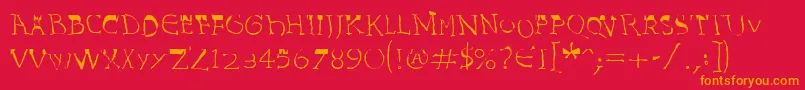 フォントInvasionLtHarold – 赤い背景にオレンジの文字