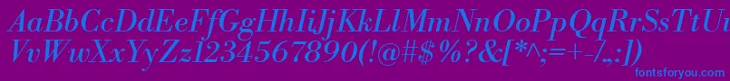 LibrebodoniItalic Font – Blue Fonts on Purple Background