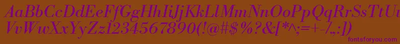 LibrebodoniItalic Font – Purple Fonts on Brown Background