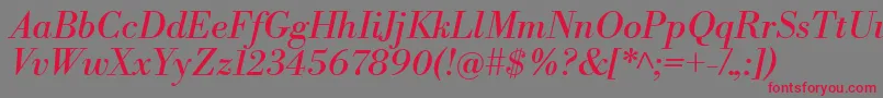 LibrebodoniItalic Font – Red Fonts on Gray Background
